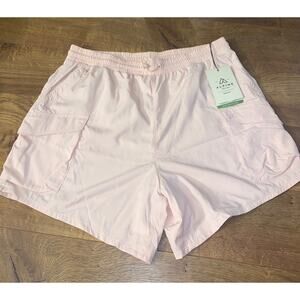 Alpine Design Women Large Elastic Waist Woven Cargo Shorts Soft Peach